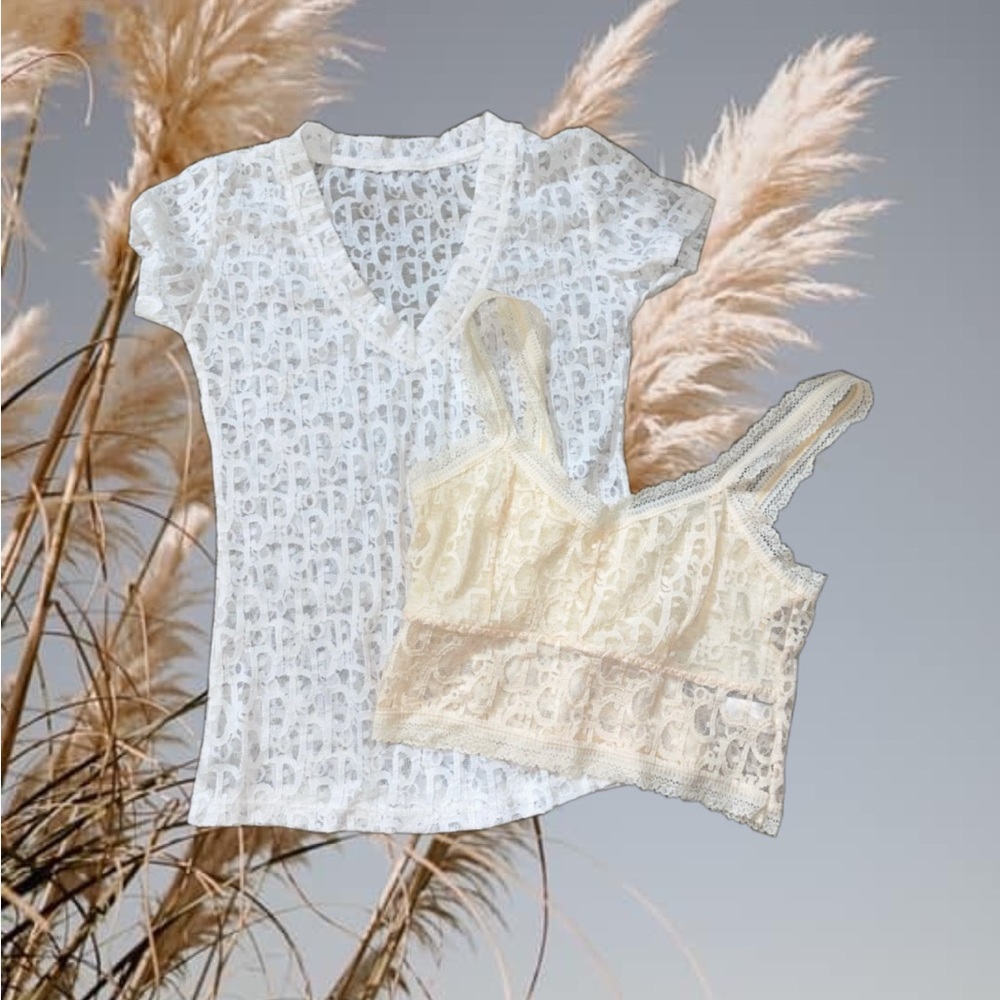 D ior monogram sheer lace set